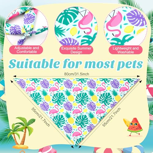 50 Pcs Hawaiian Dog Bandanas Bulk for Summer National Day (Hawaii Pattern / 31.5 x 21.7 x21.7 Inch)