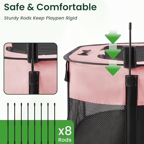 Pet Puppy Dog Playpen (Pink / Medium)