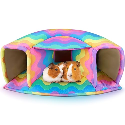 Washable Guinea Pig Hideout Large Cozy Bed for Small Pets (Rainbow)