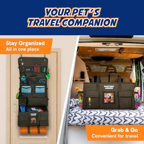 Dog Travel Bag Hanging Dog Organizer & Pet Storage Tote Bag for Supplies (Green)