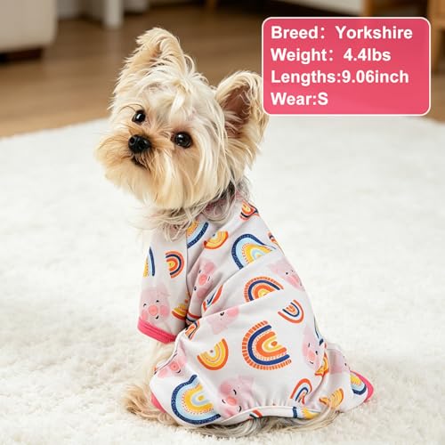 Dog Pajamas Pjs Spring Summer Dog Clothes for Small Dogs Girl (Pig Pink / Medium(6-9lb ))