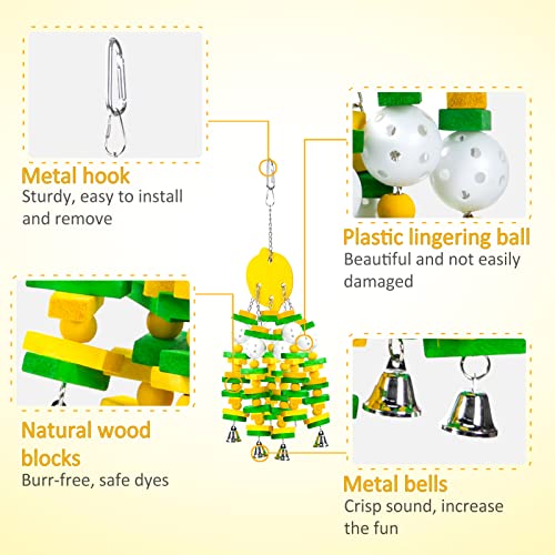 Large Bird Parrot Toys for Cockatoos African Grey Macaws Amazon Parrots (Yellow)