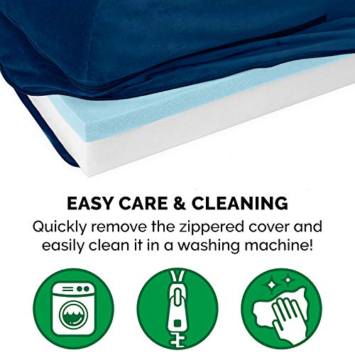 Cooling Gel Dog Bed for Large Dogs w (Jumbo Plus / (Plush & Velvet) Deep Sapphire)