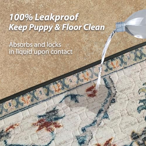 Washable Pee Pads for Dogs (36x72 Inch (Pack of 2) / Beige/Floral)