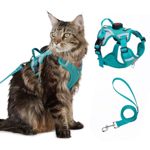 Cat Harness and Leash Set with AirTag Holder (Green (Holder for Airtag) / M)