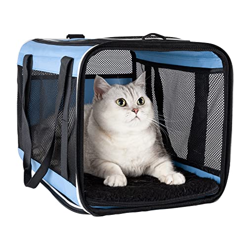Soft Pet Carrier for Large and Medium Cats (Blue)