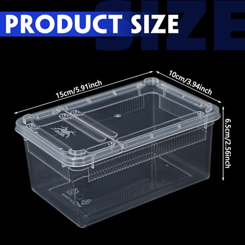 8 Pcs Reptile Breeding Box Plastic Spider Terrarium Tarantula Feeding Box for Bearded Dragon Lizard Spider Gecko Scorpion (Vent Strips / Clear / 5.9 x 3.9 x 2.5 Inch)