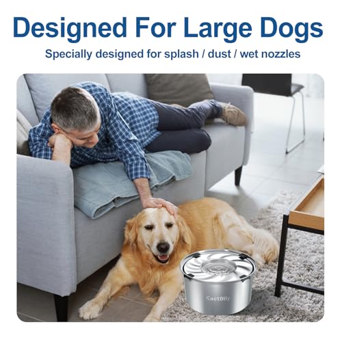 1.47 Gal Stainless Steel No Spill Water Bowl for Large Dogs (C: Polished Silver)