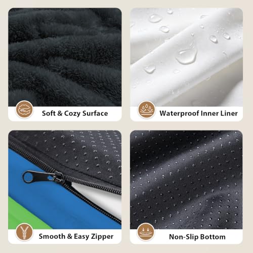 Waterproof Orthopedic XL Dog Bed for Large and Extra Large Dogs (Blue Lime / 42"L x 30"W x 7.5"Th)