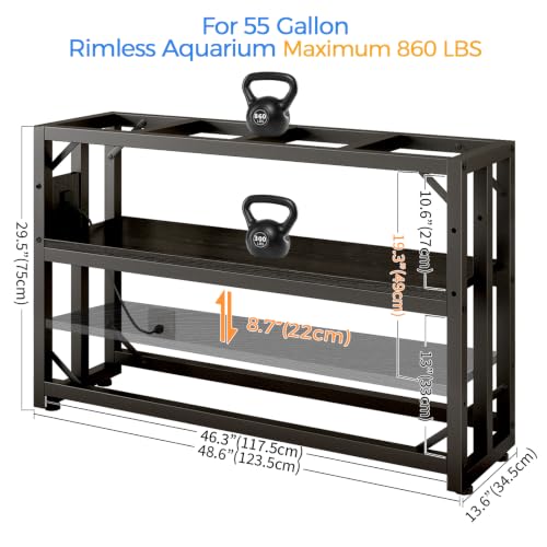 55 Gallon Fish Tank Stand with Power Outlet (Black / 55 Gallon)