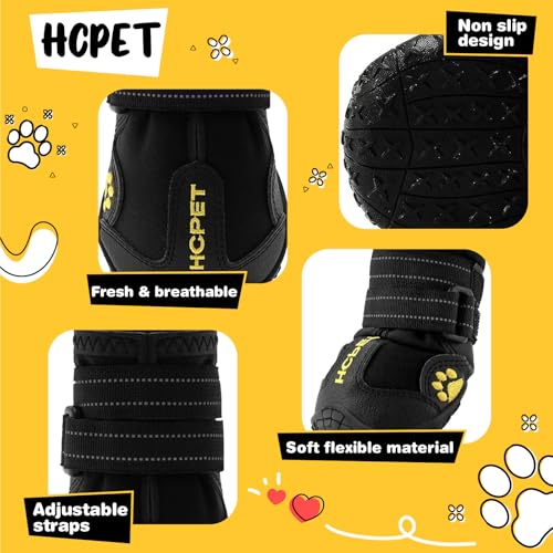 Dog Boots Dog Shoes for Large Dogs (Black / Width 1.96 in)
