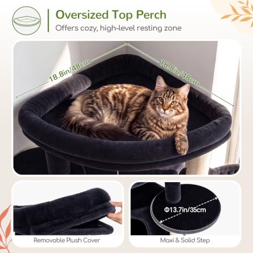 73in Corner Stable Cat Tree for Indoor Cats (Dark Grey / 73 inch)