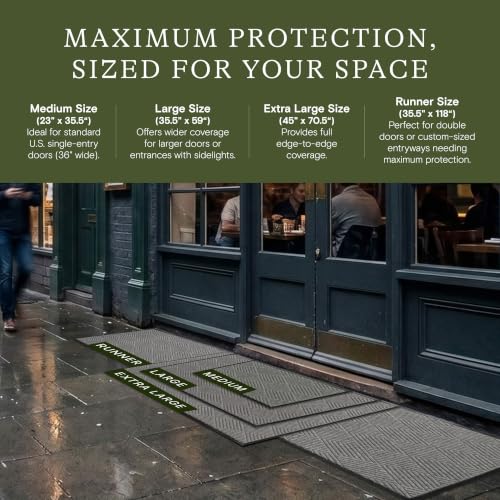 Diamonds Front Door Mat Indoor Outdoor Entrance (59"L x 35.5"W x 0.4"Th / Medium Grey)