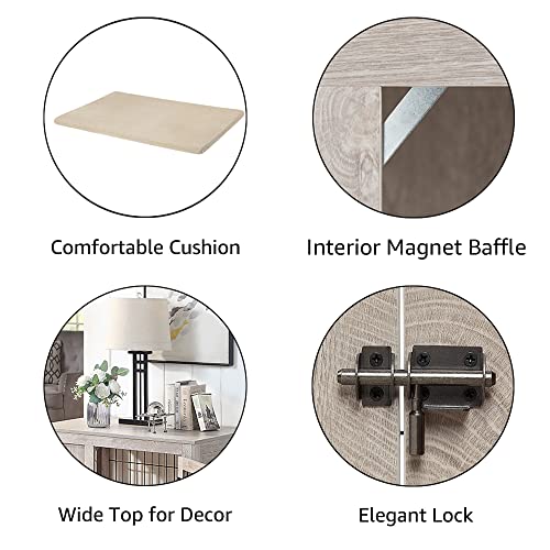 41 Inch Furniture Style Dog Crate for Medium Large Dogs (41"L x 28.3"W x 31.3"H / Weathered Grey)