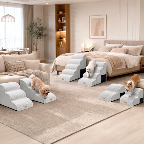 High Density Foam Dog Steps 5 Tiers (Light Grey / 33.1*15.7*22.5)