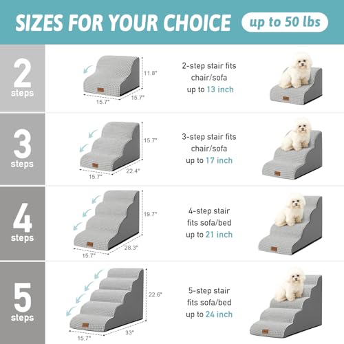 Dog Stairs for Small Dog 22.6" H (White Black / Standard:15.7"x33"x22.6")