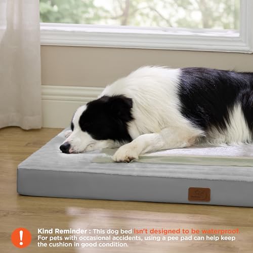ComfyFleece XL Dog Bed for Crate with Washable Cover (41x27x3.3 / Pastel Grey)