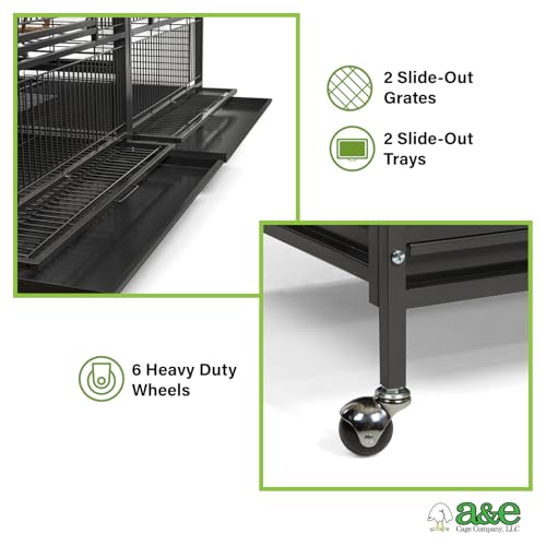 A&E Cage Co 8040FL Double Macaw Cage with Divider (Black)