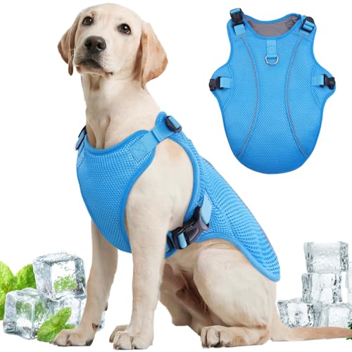 Dog Cooling Vest for Large Dogs with with Sun Protection (Xxl (Chest Girth:31.1'') / Ocean Blue)