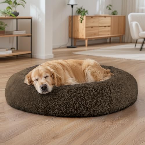Dog Beds Large Sized Dog and Cats (Coffee / 32.0"L x 32.0"W x 8.0"Th)
