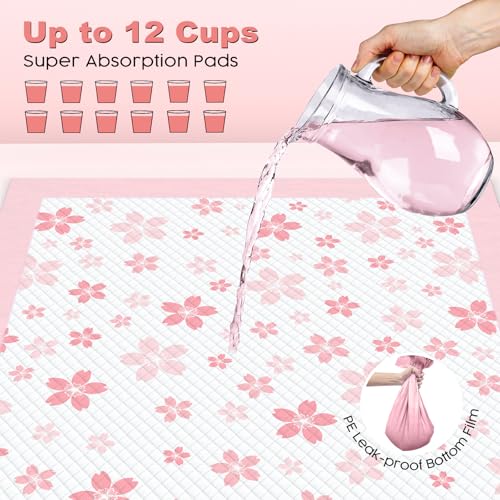 Pink Puppy Pads with Adhesive Tabs Disposable Pee Pads 36x36in 100Ct (36x36in | 100Ct-Pink)