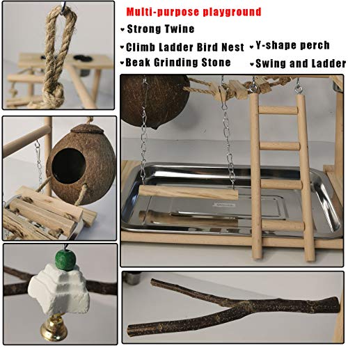 Bird Playground Parakeet Play Stand Wooden Parrot Perch Gym