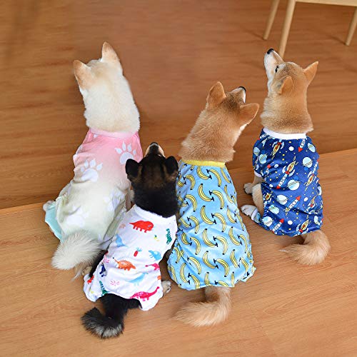 Small Dogs Outfit Soft Puppy Onesies Pjs Dog Pajamas Pet Coat Cat Apparel Comfy Doggie Jumpsuit Bodysuit for All Seasons (A05-Gradient footie / Small)