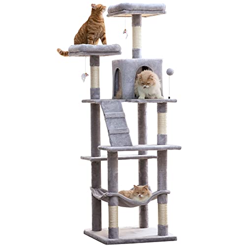 70.1 Inch Large Cat Tree (70.1 in / Light Gray)