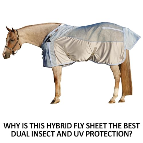 Adjusta Fit Mosquito Mesh Hybrid II Horse Fly Sheets (Horse Size 72 / V-Free Surcingle / Blue)
