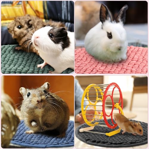 4 Pcs Guinea Pig Cage Liner (Mixed Color / Diameter 7.8 Inch / Low Pile Chenille)