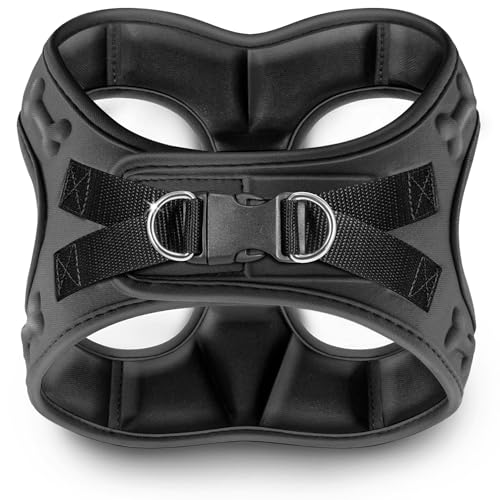 Comfort Fit Dog Harness Soft Padded No Pull Harness with Adjustable Buckles for Small Medium Large Dogs Step in Pet Vest with Easy Control Handle for Walking Jogging Running Training Dogs & Puppies (M (Chest 17"-18.5") / Black)