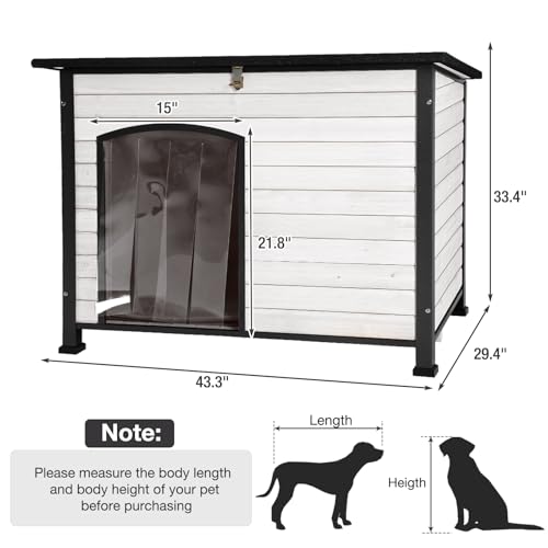 43.3’’ Large Dog House Outdoor Weatherproof Dog Kennel with Upgraded Thickened Metal Frame (Dog House)