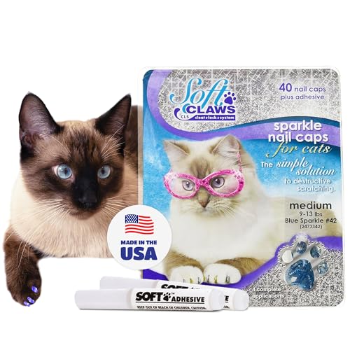 Nail Caps for Medium Cats (Blue Sparkle / Medium)