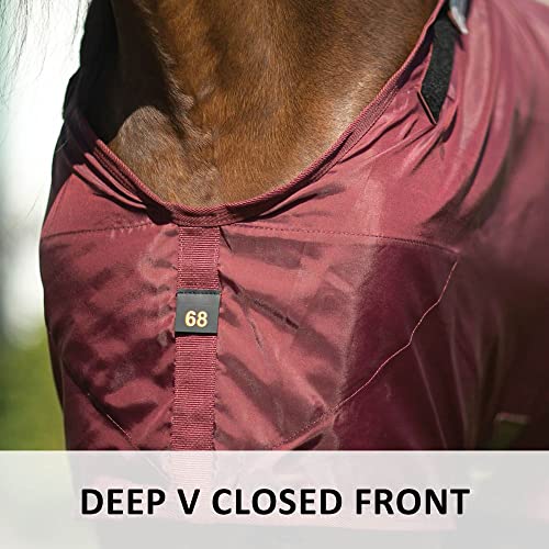 Dura Nylon Horse Stable Sheet (Horse Size 72 / V-Free | Closed Front | Legstrap / Burgundy)