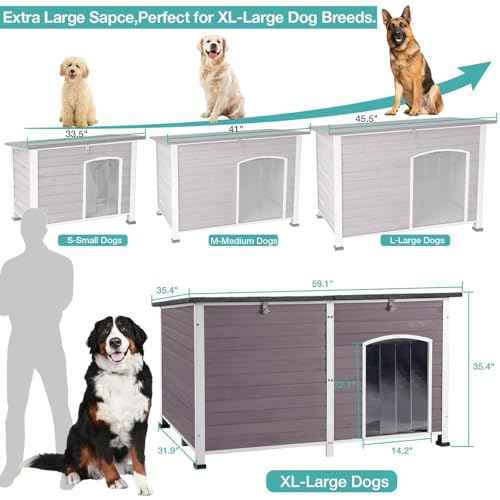 59" Extra Large Outdoor Dog House with Insulated Liner