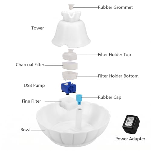 Tritone Ceramic Cat Water Fountain (White)
