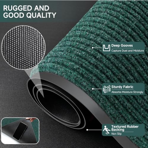 Front Door Mat (4' x 5' (Rectangular) / Green Striped)