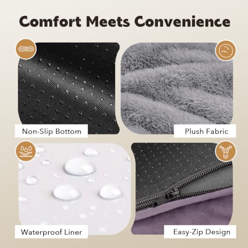 XXL Orthopedic Waterproof Dog Bed with Bolster for Extra Large Dogs (45.0"L x 35.0"W x 8.0"Th / Purple)