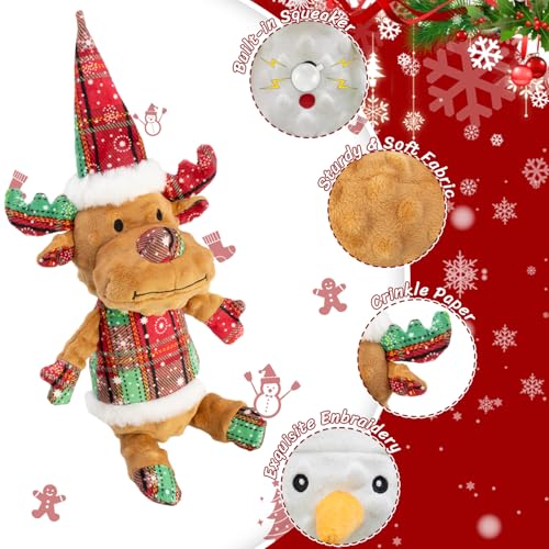Christmas Dog Toy Squeaky Interactive Dog Toys Indoor Outdoor Play (JM deer)