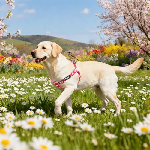 No Pull Dog Harness Large Sized Step (Fuchsia(Daisy) / Large)