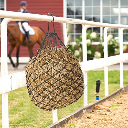 4 Pcs Slow Feed Hay Net Feeder Hay Bag for Horses Slow Feeder 40 Inch Length with 2 Inch Holes Hanging Horse Feed Net for Goat Cattle Equine Stalls Barn Supplies (Black)