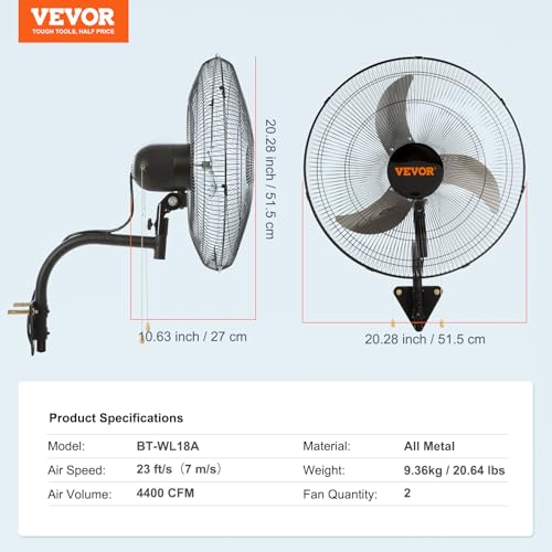 18 Inch Wall Mount Fan (18 Inch 2 Pack / Oscillating)