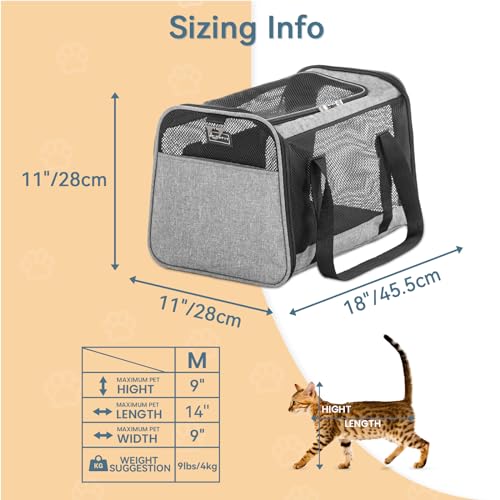 Cat Carrier Dog Carriers Airline Approved (18.0"L x 11.0"W x 11.0"H / Z-Gray)
