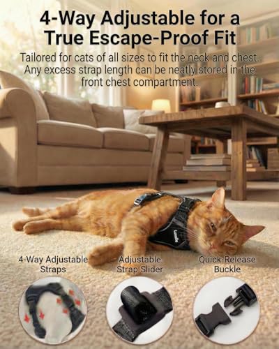 Escape Proof Cat Harness and Leash Set (Black / S)