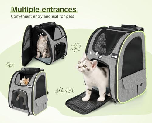 Cat Backpack with Curtain (Grey with Shade Cover / 15.4"L x 11.0"W x 19.0"H)