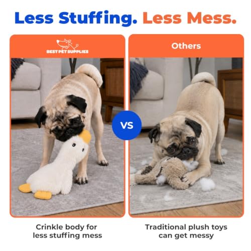 Interactive Squeaky Dog Toy (Crinkle Duck (White) / Large)