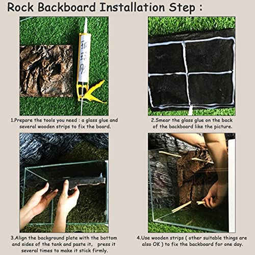 Rock Terrarium Background 3D Reptile Tank Background Board Amphibian Stereo Backdrop Wall Snake Habitat Decor for Lizard Bearded Dragon Gecko Spider Chameleon Turtle Fish (Yellow Stone)