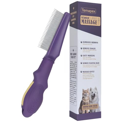 Pet Comb for Dogs & Cats with Long & Short Stainless Steel Metal Teeth For Shedding and Tangles (Pet Grooming Comb)