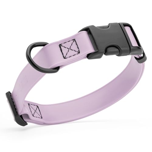 Biothane Waterproof Dog Collar with Quick Release Buckle Strong Coated Nylon Webbing with Odor (3/4"W by 12-19"L / Pastel Purple)