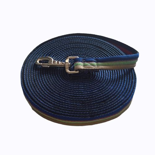 Premium Horse Training Lunge Line with Alloy Trigger Buckle for Accurate Equestrian Training of 26 Foot (26foot / Dark blue/Green/Light grey)